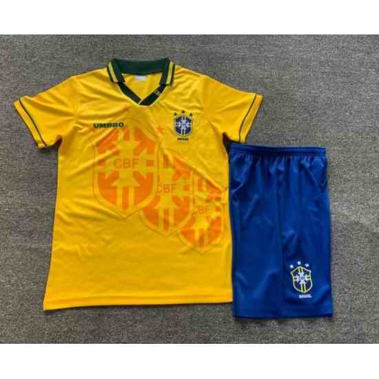 Youth Retro Soccer Jerseys Brazil Yellow 1994